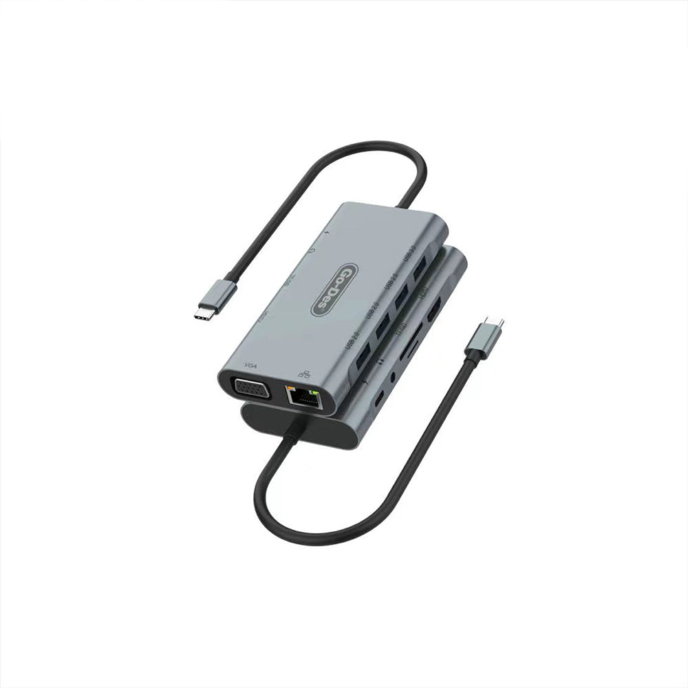 Go Des GD-6907 11 in 1 Type-C Hub SD Kart-RJ45-HDMI-VGA-Usb Çoğaltıcı Go Des GD-6907 11 in 1 Type-C Hub SD Kart-RJ45-HDMI-VGA-Usb Çoğaltıcı